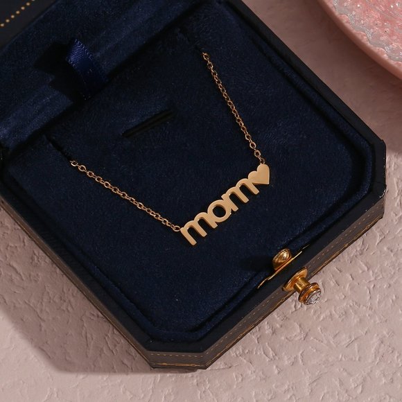 Mom Heart Pendant Necklace Love 18K Gold Plated‎ Stainless Steel - Picture 4 of 8